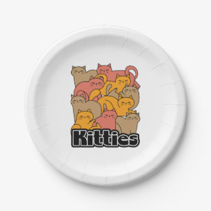 Cute Kitties Design - Adorable Cat Art Paper Plate