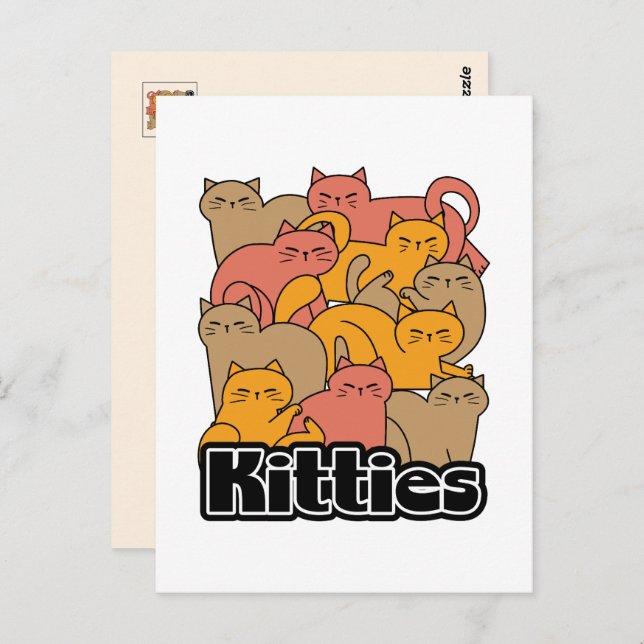 Cute Kitties Design - Adorable Cat Art Postcard (Front/Back)
