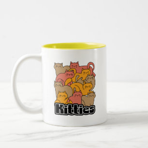 Cute Kitties Design - Adorable Cat Art Two-Tone Coffee Mug
