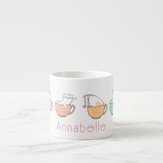 Cute Kitties in Teacups Espresso Cup (Front)