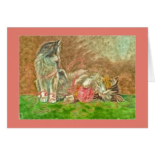 Cute Kitties Playing With Yarn