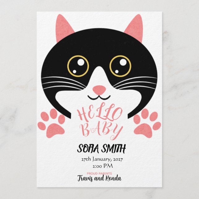 Cute Kitty Baby Arrival Announcement (Front)