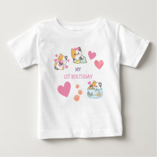 Cute kitty baby girl birthday baby T-Shirt
