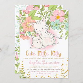 Cute Kitty Baby Shower Girl Invitation