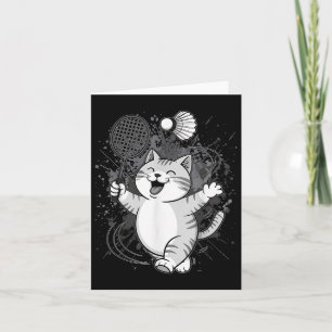 Cute Kitty Badminton Player Shuttle  Card