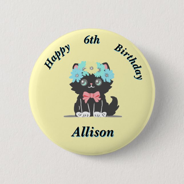 Cute Kitty Birthday Button (Front)