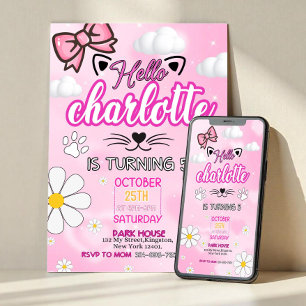 Cute Kitty Birthday Invitation, Kitty Birthday Inv Invitation