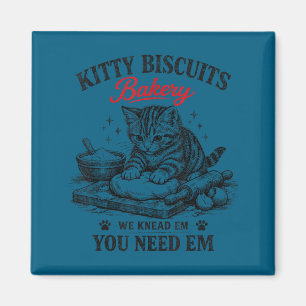 Cute kitty biscuits bakery vintage magnet
