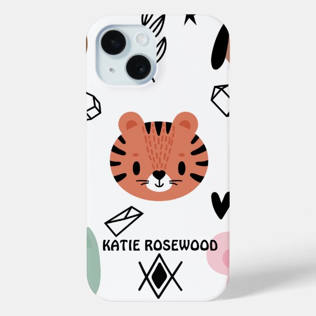 Cute Kitty Black and white  Monogram Case-Mate iPhone Case (Back)