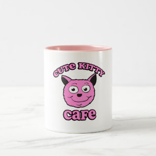 Cute Kitty Cafe Two-Tone Coffee Mug