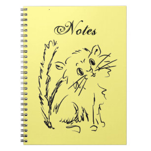 Cute Kitty Cartoon Yellow Spiral Notebook