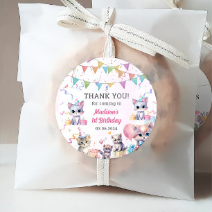 Cute Kitty Cat 1st Birthday Party  Favour Tags