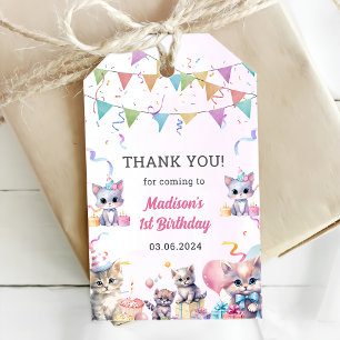 Cute Kitty Cat 1st Birthday Party  Gift Tags