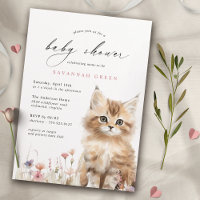 Cute Kitty Cat | Airy Floral Spring Baby Shower