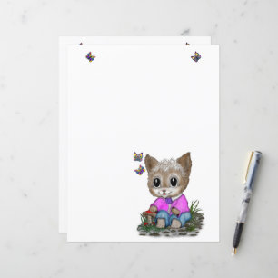 Cute Kitty Cat and Butterfly