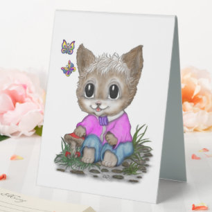 Cute Kitty Cat and Butterfly