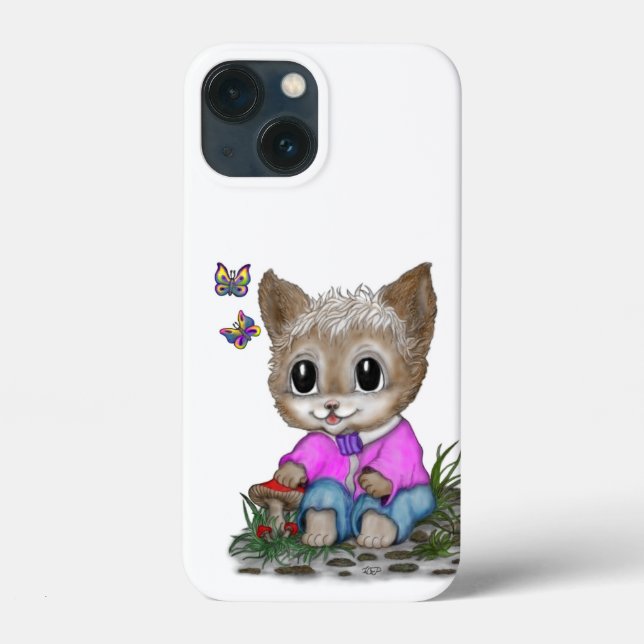 Cute Kitty Cat and Butterfly Case-Mate iPhone Case (Back)