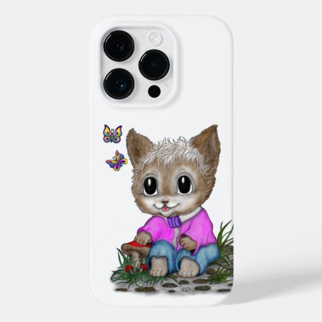 Cute Kitty Cat and Butterfly Case-Mate iPhone Case (Back)