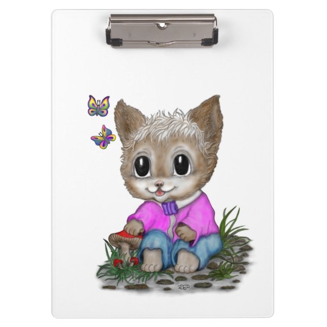 Cute Kitty Cat and Butterfly Clipboard (Front)