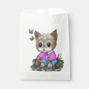 Cute Kitty Cat and Butterfly Favour Bag