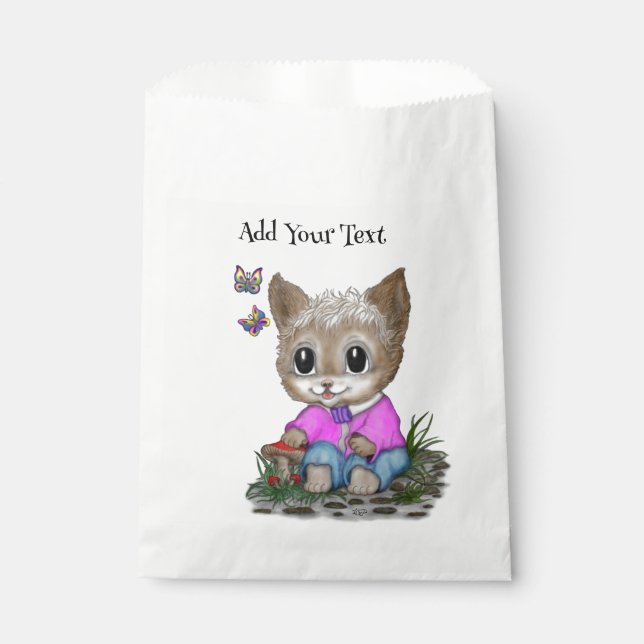 Cute Kitty Cat and Butterfly Favour Bag (Front)
