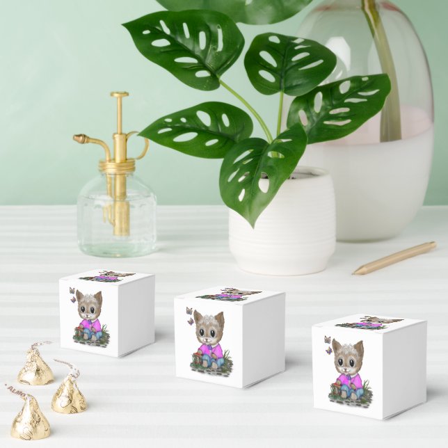 Cute Kitty Cat and Butterfly Favour Box (Multiple)
