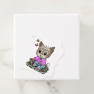 Cute Kitty Cat and Butterfly Favour Tags