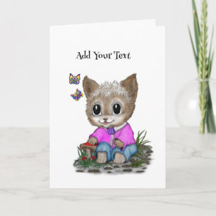 Cute Kitty Cat and Butterfly Invitation