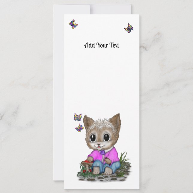 Cute Kitty Cat and Butterfly Invitation (Front)