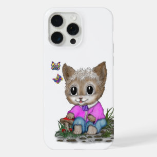 Cute Kitty Cat and Butterfly iPhone 15 Pro Max Case