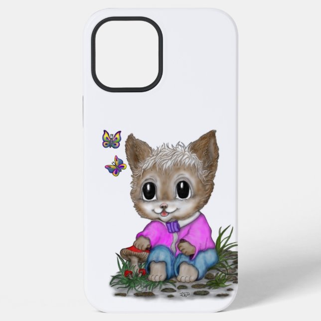 Cute Kitty Cat and Butterfly iPhone Case (Back)