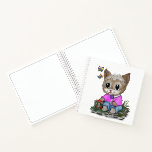 Cute Kitty Cat and Butterfly Notebook