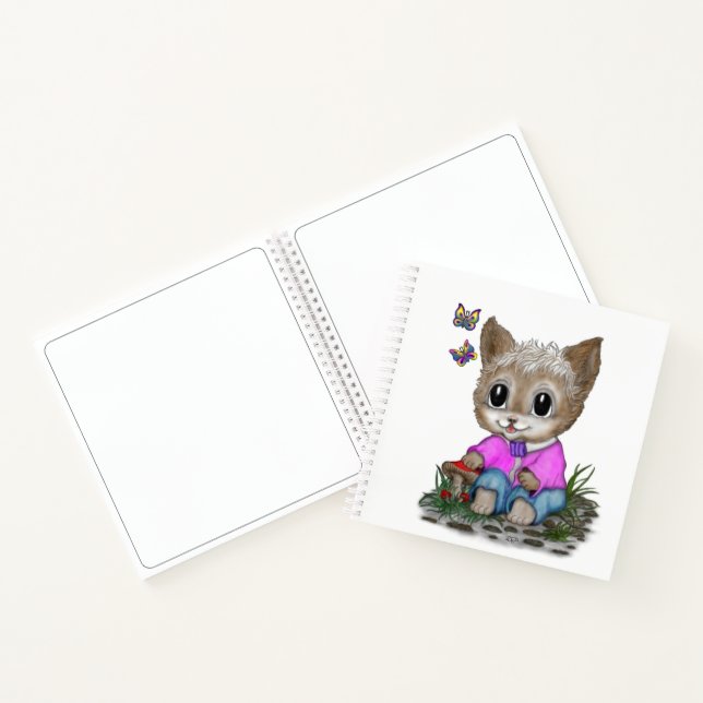 Cute Kitty Cat and Butterfly Notebook (Inside)