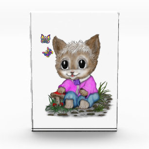Cute Kitty Cat and Butterfly Photo Block