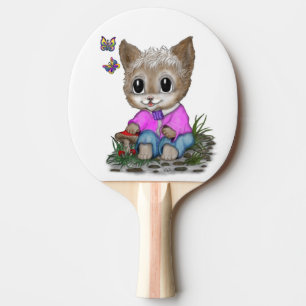Cute Kitty Cat and Butterfly Ping Pong Paddle
