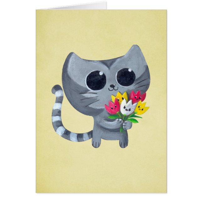 Cute Kitty Cat and flowers (Front)