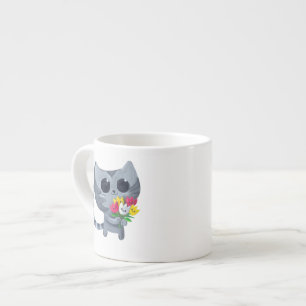 Cute Kitty Cat and flowers Espresso Cup