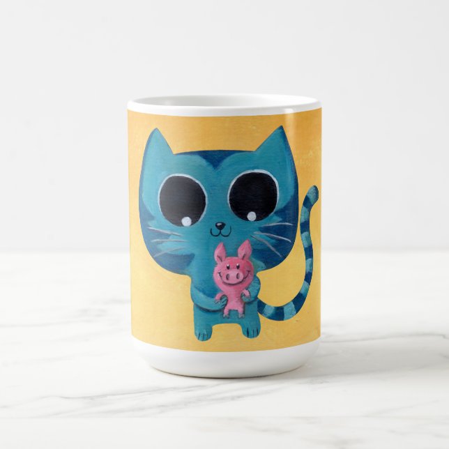 Cute Kitty Cat and Pig Coffee Mug (Center)