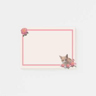 Cute Kitty Cat and Roses Post-it Notes