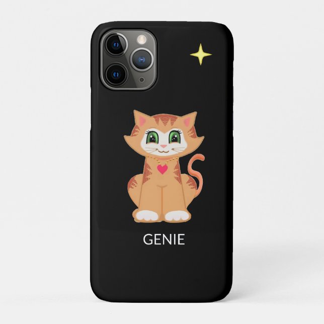 Cute Kitty Cat and Star on Black Case-Mate iPhone Case (Back)