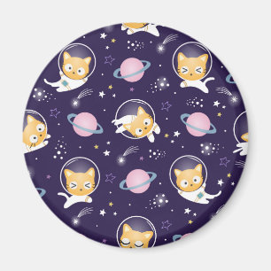 Cute Kitty Cat Astronauts Pattern Magnet