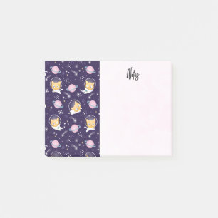 Cute Kitty Cat Astronauts Pattern Post-it Notes