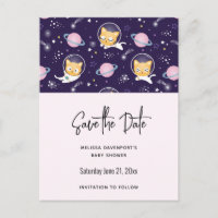 Cute Kitty Cat Astronauts Pattern Save the Date