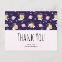 Cute Kitty Cat Astronauts Pattern Thank You