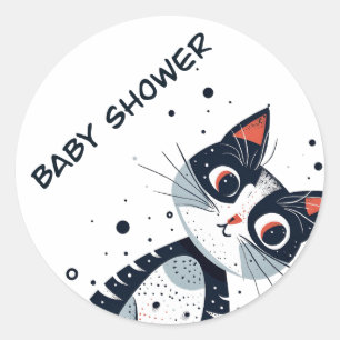 Cute Kitty Cat Baby Shower Classic Round Sticker