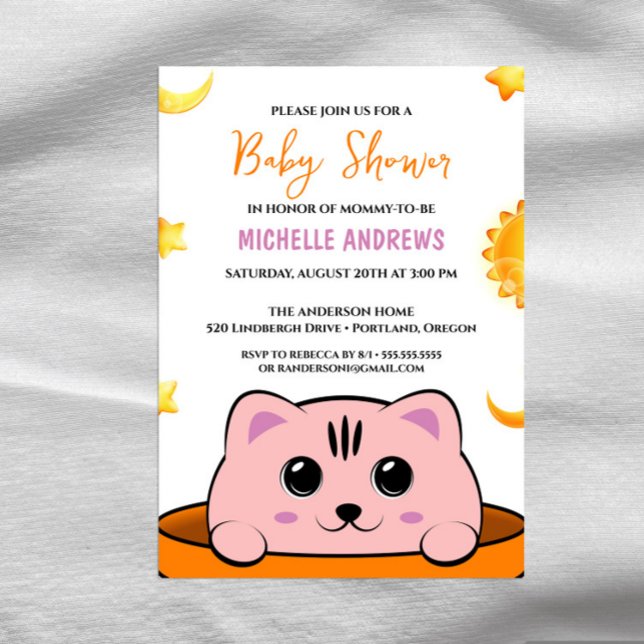 Cute Kitty Cat Baby Shower Invitation (Creator Uploaded)
