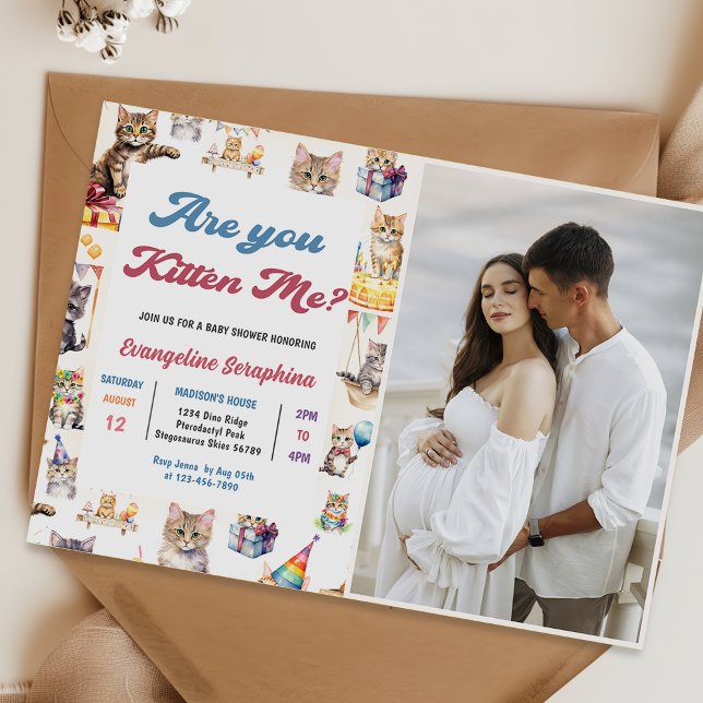 Cute Kitty Cat Baby Shower Party Photo  Invitation (Creator Uploaded)