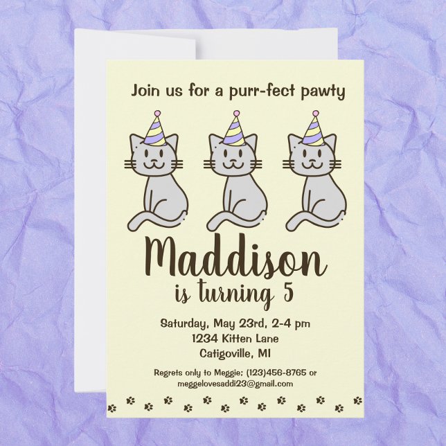 Cute Kitty Cat Birthday Invitation (Creator Uploaded)
