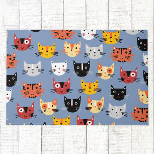 Cute Kitty Cat Blue Doormat