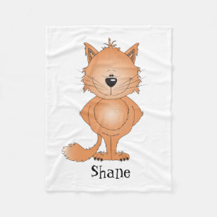 Cute Kitty Cat Cartoon Fleece Blanket